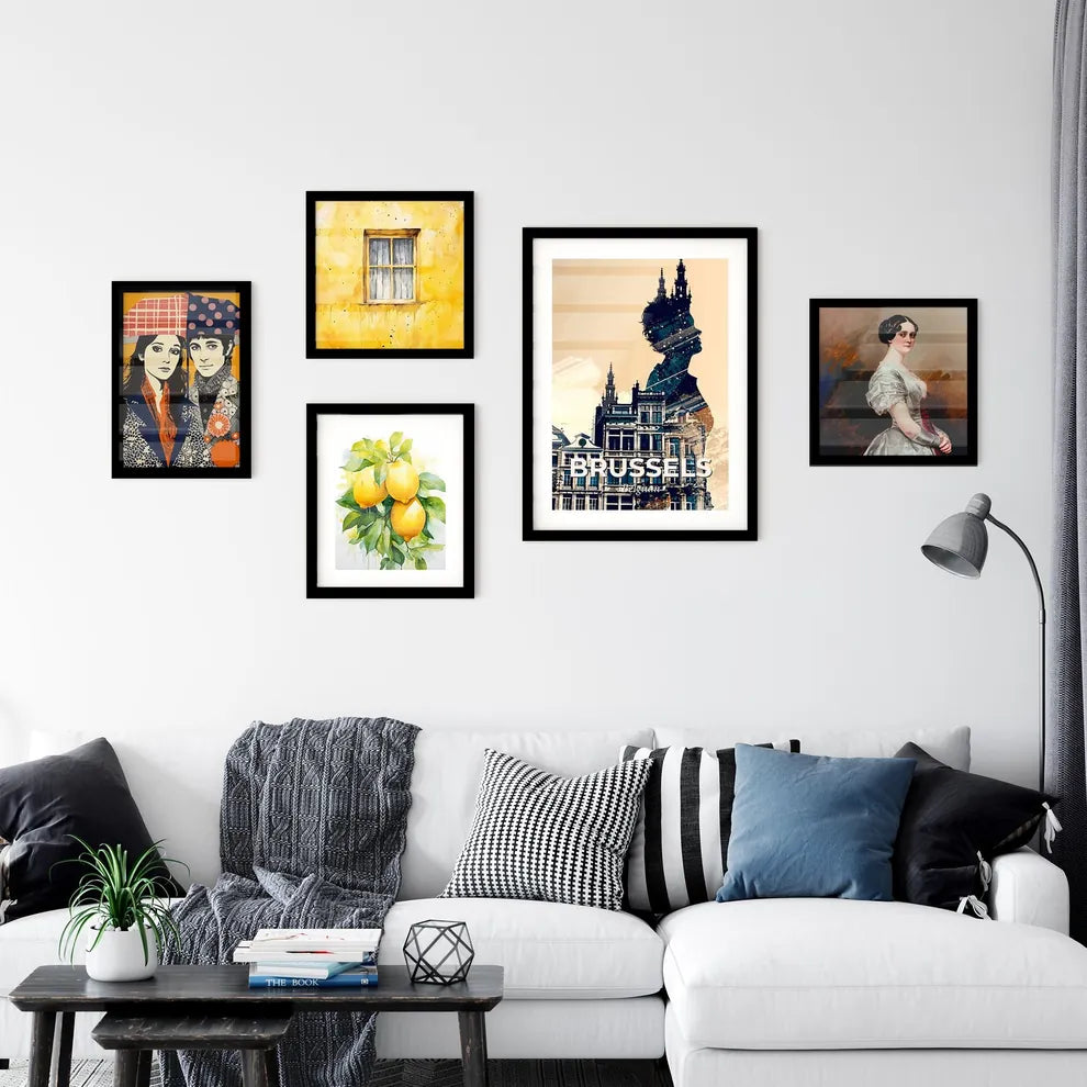 Brussels Skyline Double Exposure Art Poster Wall Art