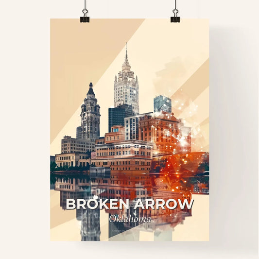 Broken Arrow Cityscape Silhouette Composite Poster