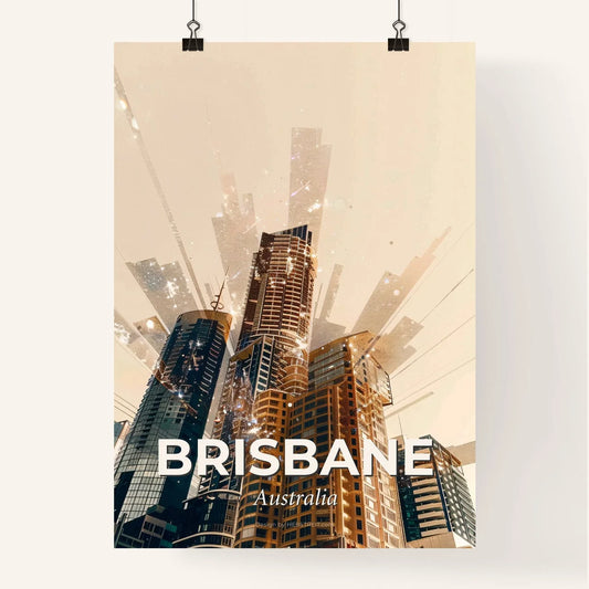 Brisbane Skyline Double Exposure Art Poster Poster