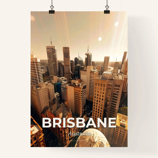 Brisbane Skyline Night Sparkles Poster Poster