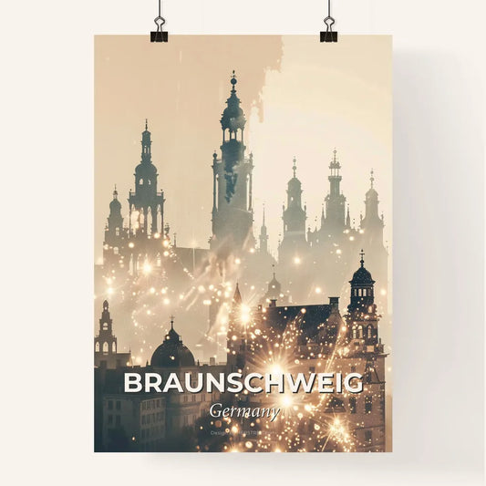 Braunschweig city skyline double exposure composite art print Poster