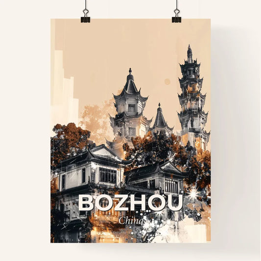 Bozhou City Skyline Double Exposure Art Deco Poster