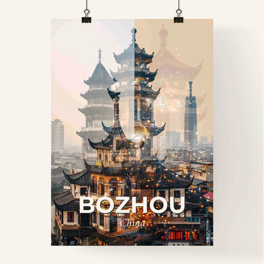 Bozhou Skyline Composite Art, Bright Beige Poster