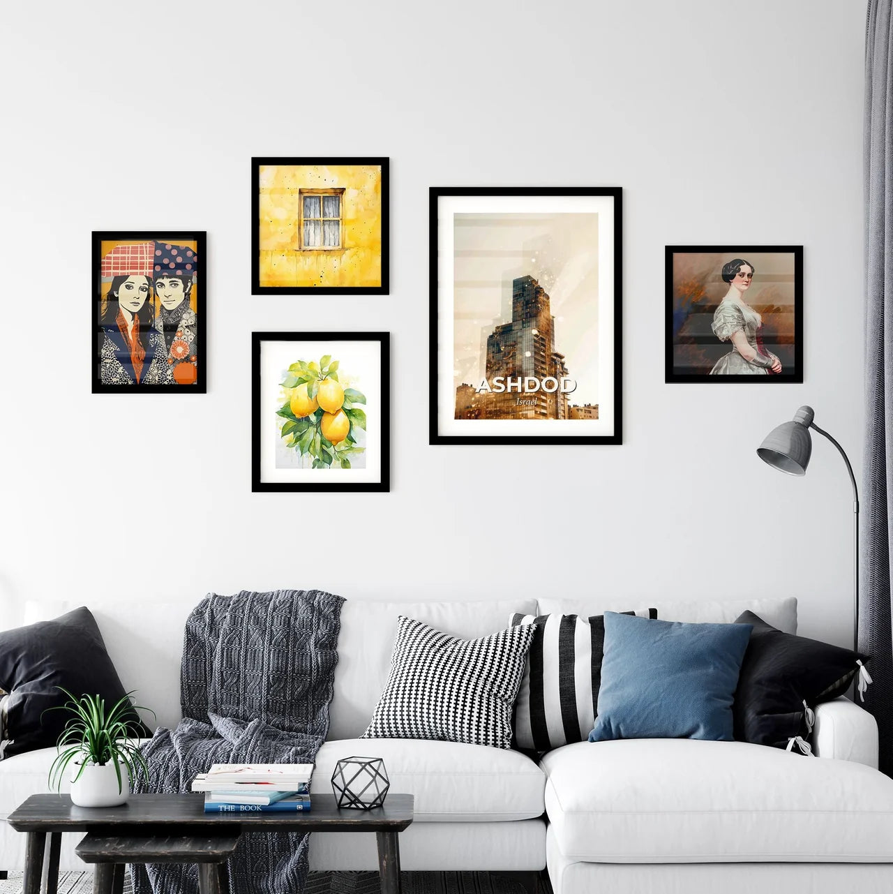 Ashdod Skyline Beige Sparkle Print Wall Art