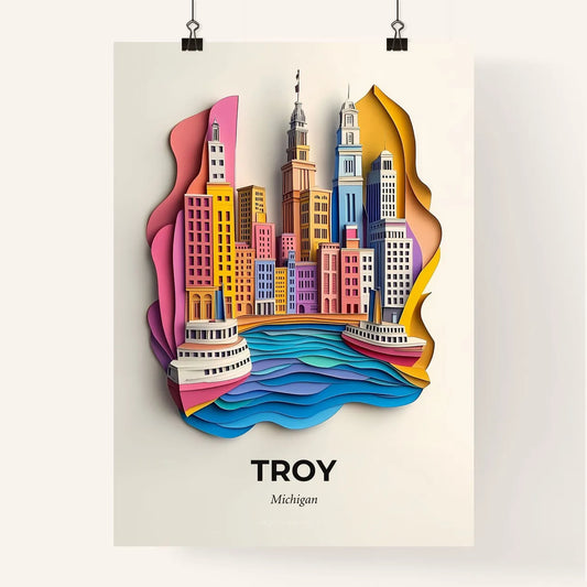 Vivid Troy, Michigan, Colorful Poster