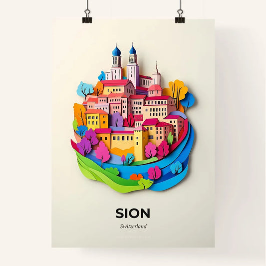 Vivid Sion, Switzerland, Colorful Poster