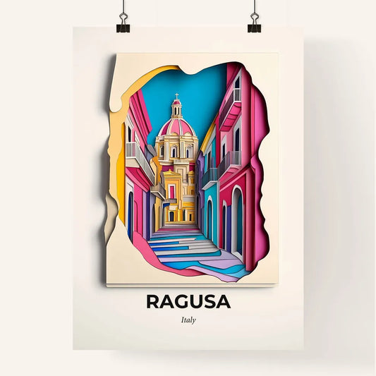 Vivid Ragusa, Italy, Colorful Poster