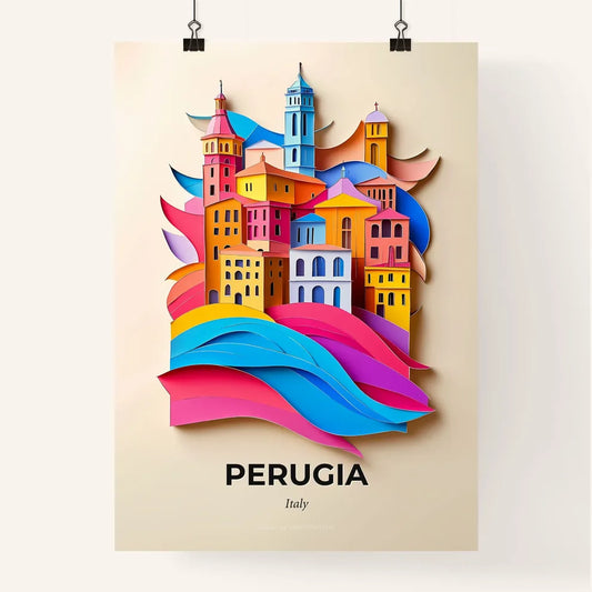 Vivid Perugia, Italy, Colorful Poster