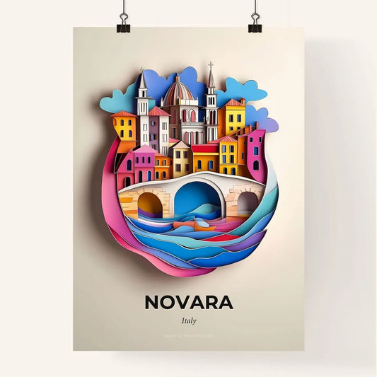 Vivid Novara, Italy, Colorful Poster