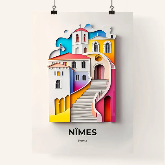 Vivid Nîmes, France, Colorful Poster