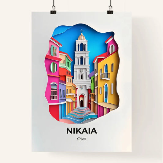 Vivid Nikaia, Greece, Colorful Poster