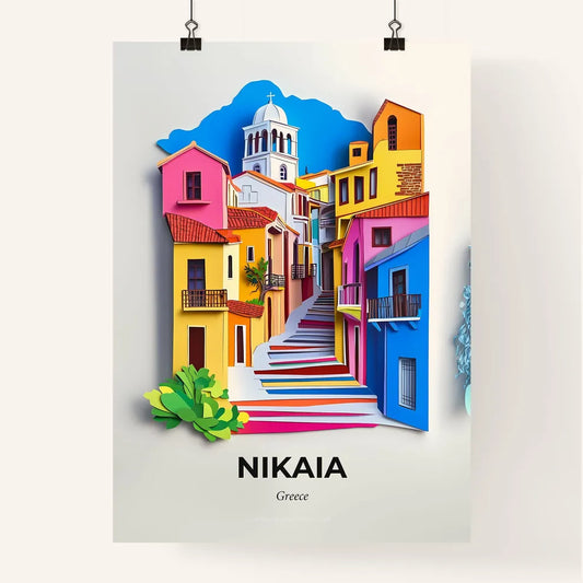 Vivid Nikaia, Greece, Colorful Poster