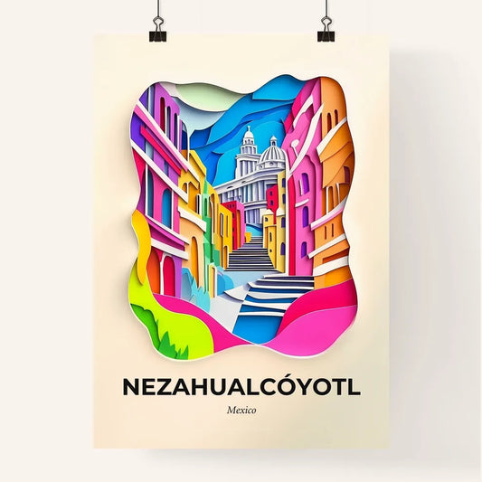 Vivid Nezahualcóyotl, Mexico, Colorful Poster
