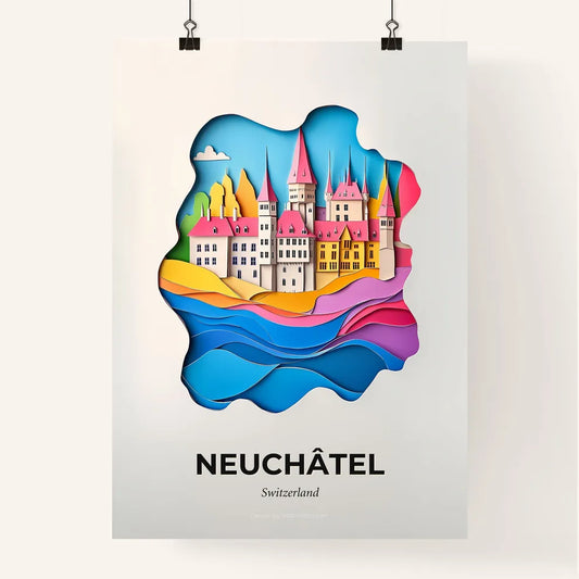 Vivid Neuchâtel, Switzerland, Colorful Poster