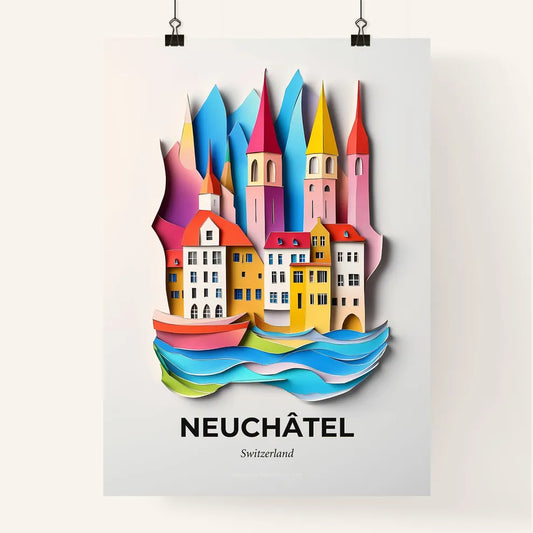 Vivid Neuchâtel, Switzerland, Colorful Poster