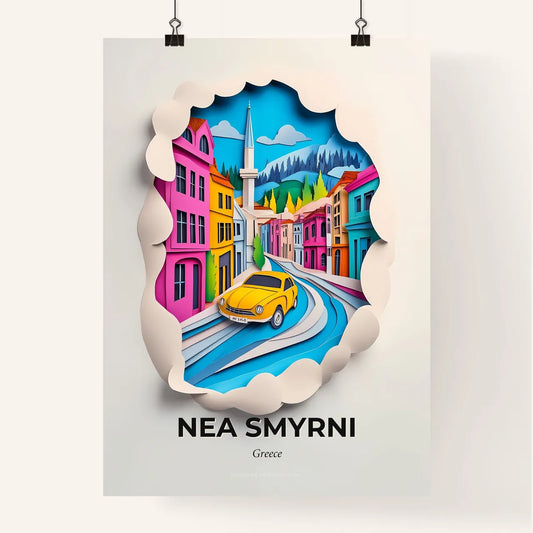 Vivid Nea Smyrni, Greece, Colorful Poster