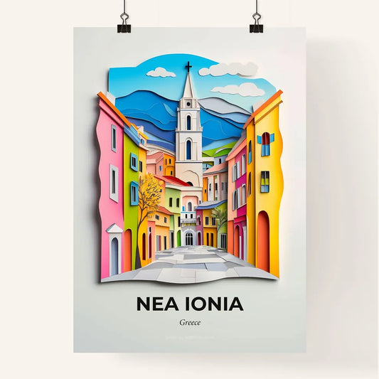 Vivid Nea Ionia, Greece, Colorful Poster