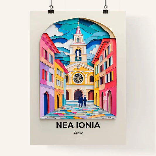 Vivid Nea Ionia, Greece, Colorful Poster