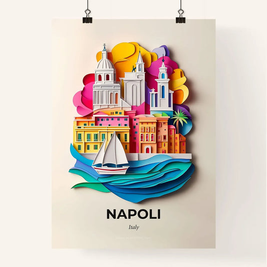 Vivid Naples, Italy, Colorful Poster