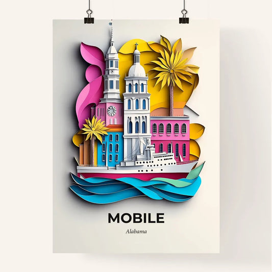 Vivid Mobile, Alabama, Colorful Poster