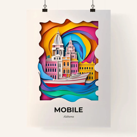 Vivid Mobile, Alabama, Colorful Poster