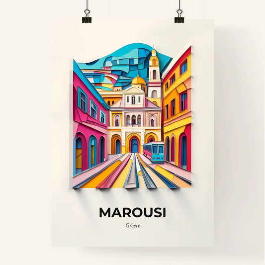 Vivid Marousi, Greece, Colorful Poster