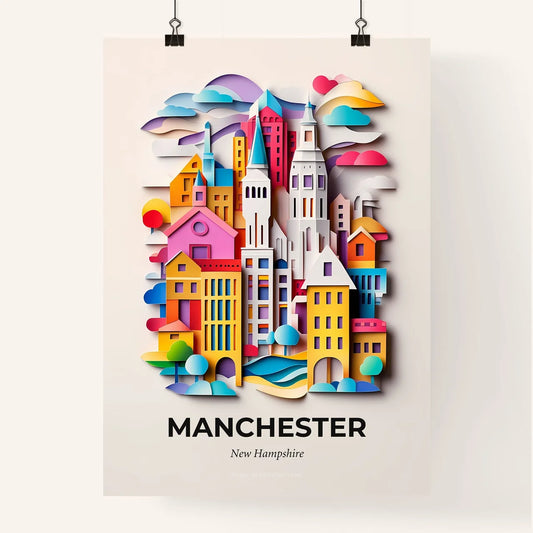 Vivid Manchester, New Hampshire, Colorful Poster