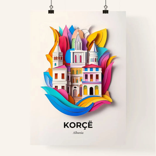 Vivid Korçë, Albania, Colorful Poster