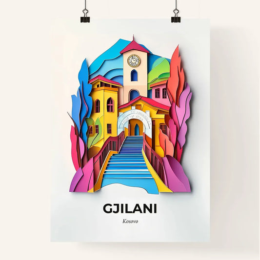 Vivid Gjilani / Gnjilane, Kosovo, Colorful Poster