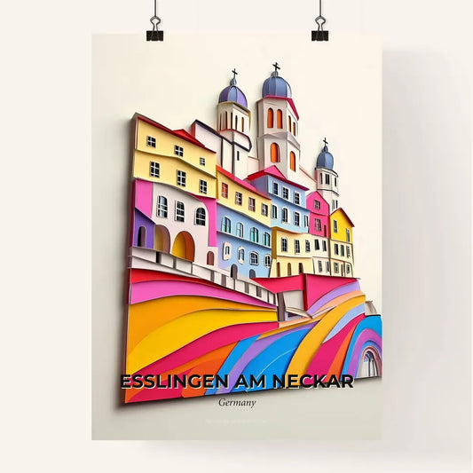 Vivid Esslingen am Neckar, Germany, Colorful Poster
