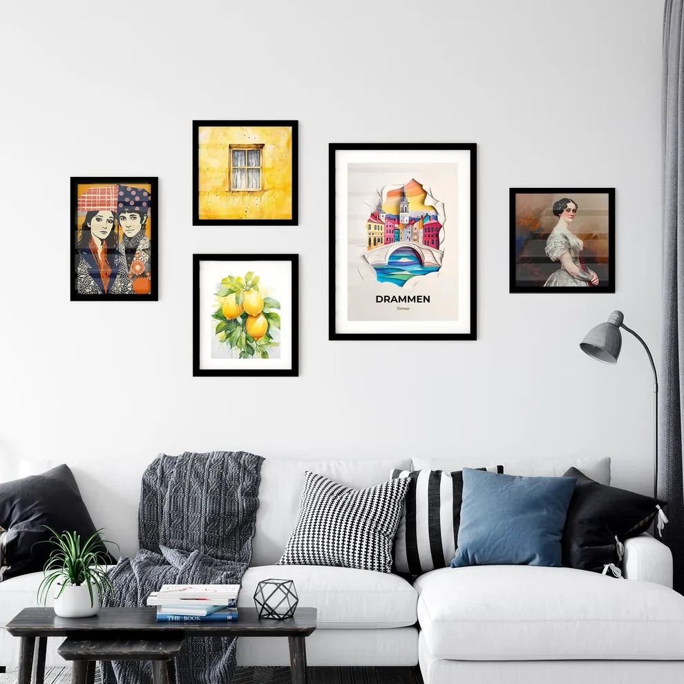 Vivid Drammen, Norway, Premium Framed Prints