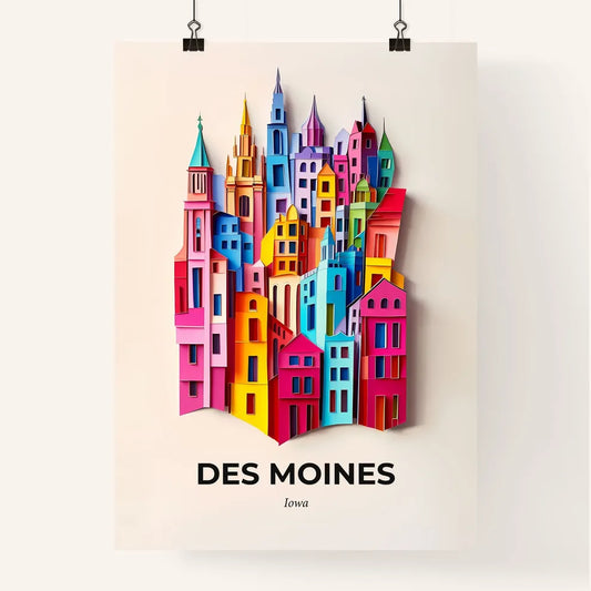 Vivid Des Moines, Iowa, Colorful Poster