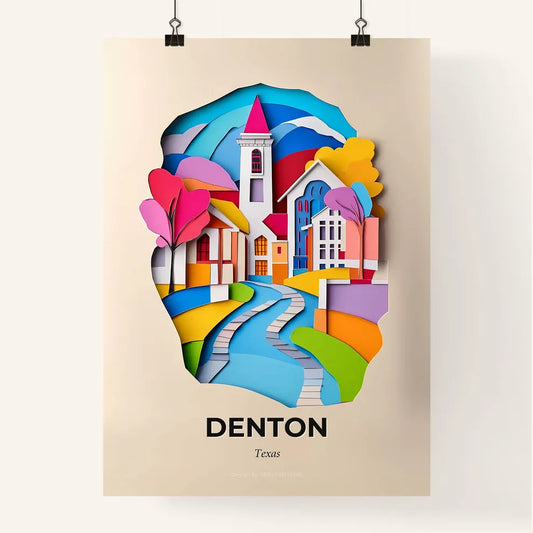 Vivid Denton, Texas, Colorful Poster