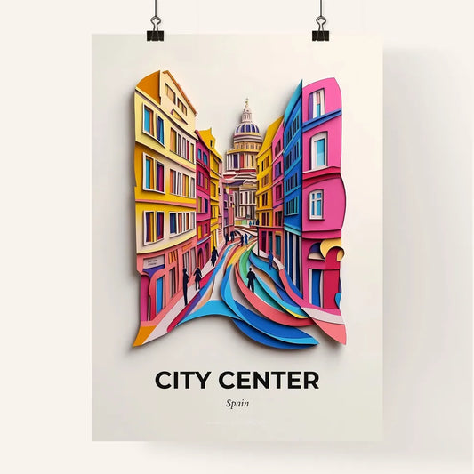 Vivid City Center, Spain, Colorful Poster