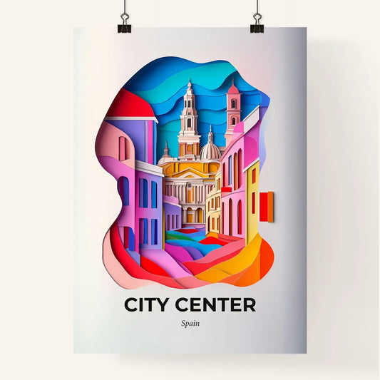 Vivid City Center, Spain, Colorful Poster