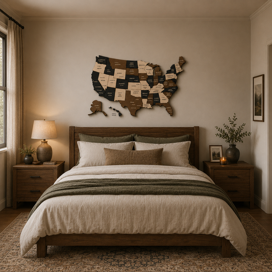 Wooden USA Map with States – Unique Wall Art for Home & Office