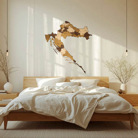 Rustic Wood Map of Croatia – Artistic Wall Art for Modern Interiors