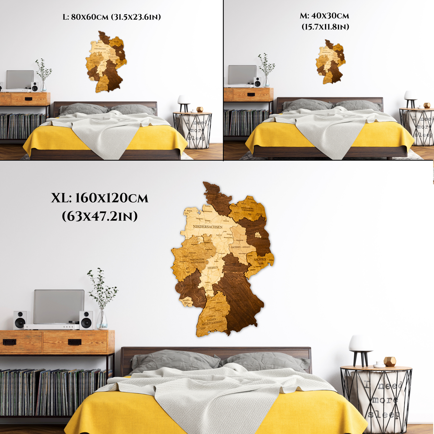 3D Germany Wooden Wall Map – Elegant Wall Art with City Names