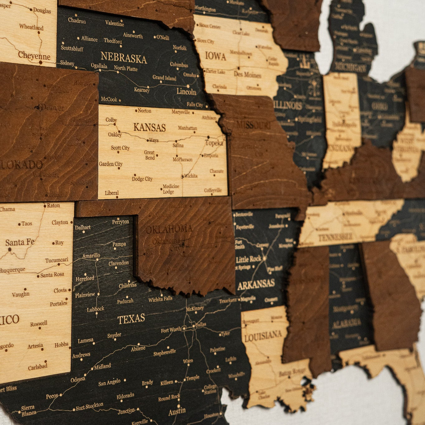 Wooden USA Map with States – Unique Wall Art for Home & Office