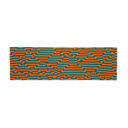 BITMAP ZOOM IN 1 | Orange & Green SCARF-STOLE | 194x64 cm | 100% Merino Wool | Cristian Zuzunaga