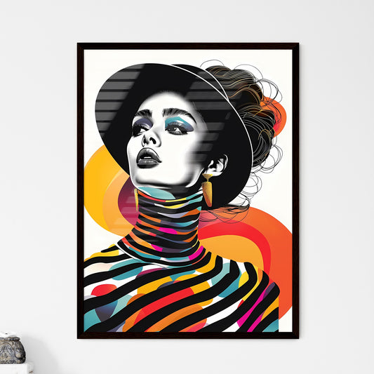 Black and white illustration of a stylish, expressive woman with zebra patterns, showcasing minimalism and art Default Title