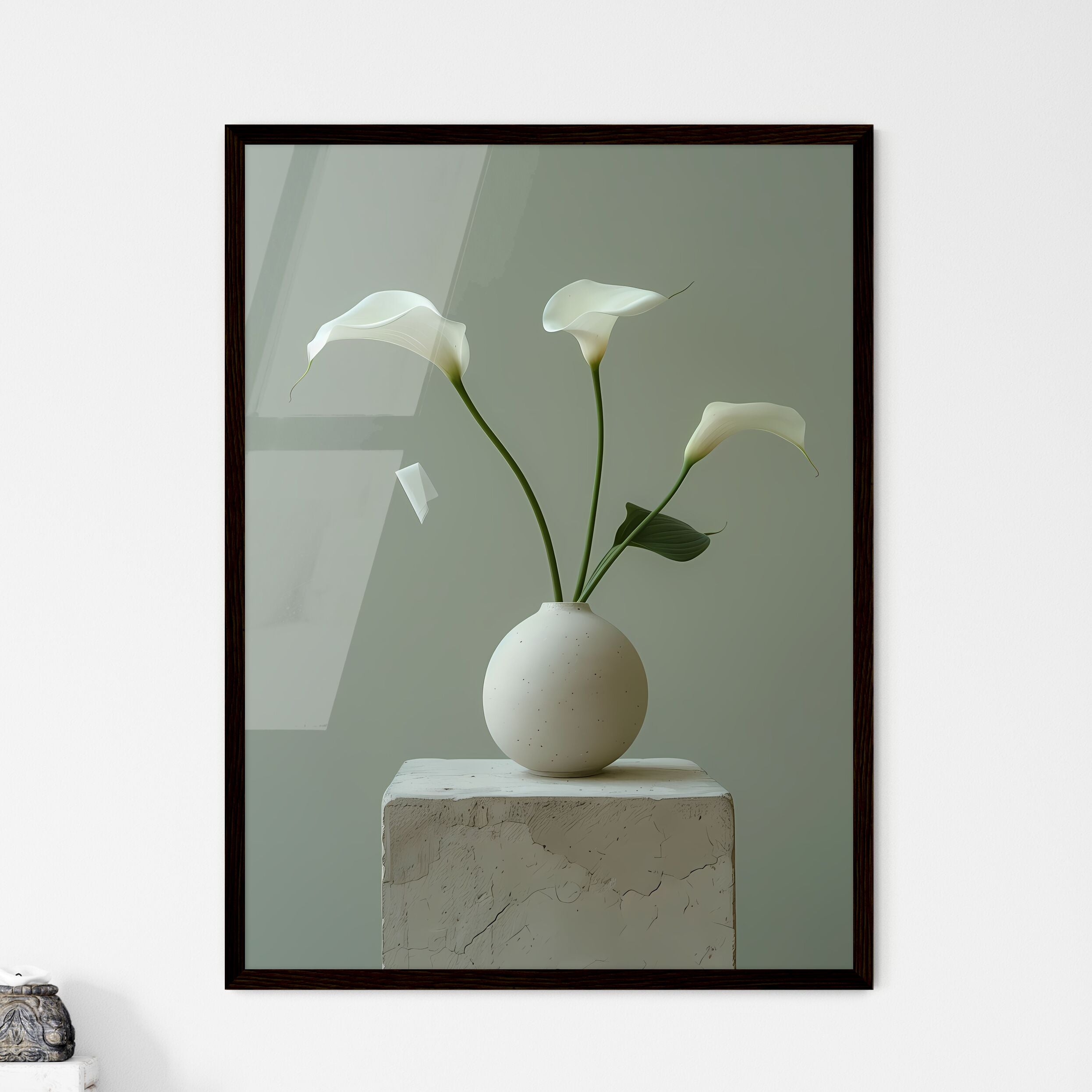 white calla lily wall art White Calla Lily in Black Vase on Italian Ta