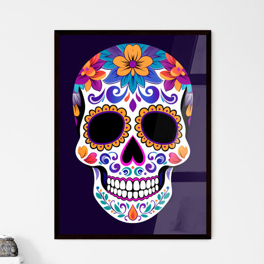 Colorful Watercolor Sugar Skull Art Painting with Flowers and Vibrant Hues Default Title