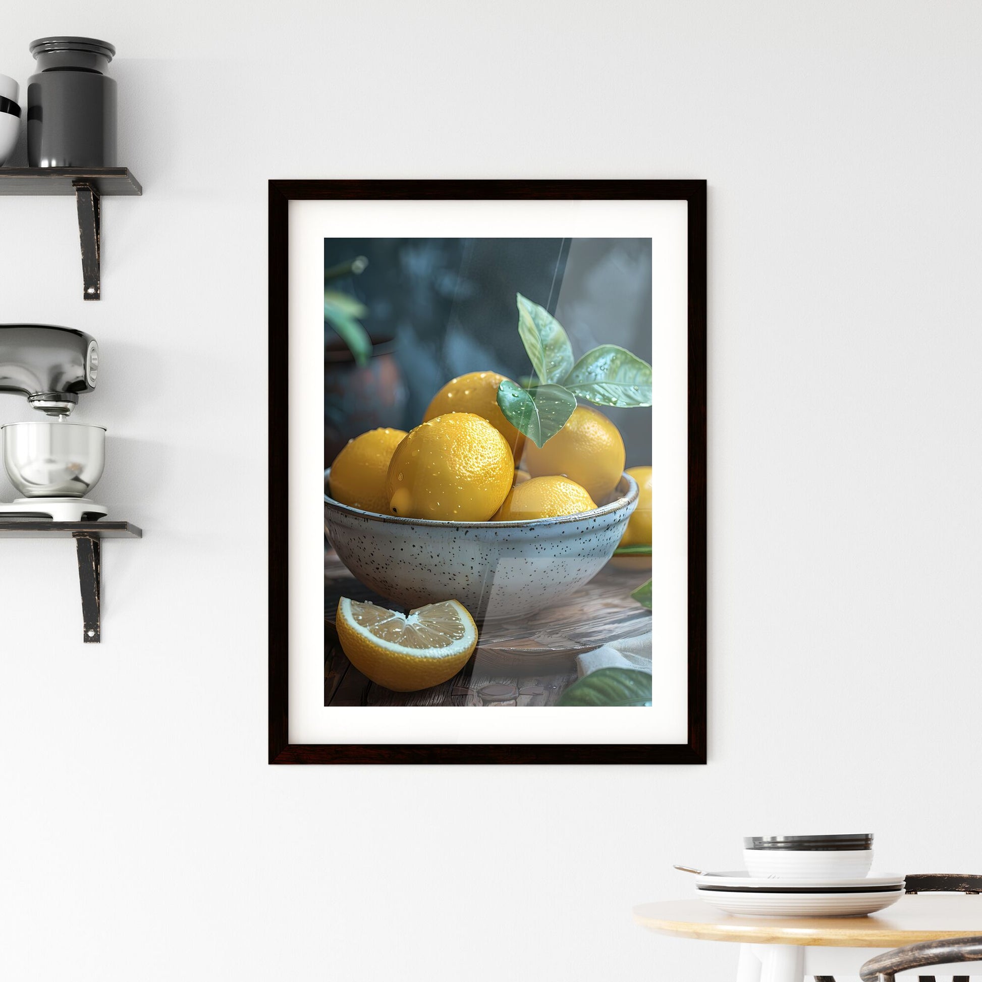 Atmospheric bowl of lemons painting, dark mood, vibrant, impressionistic, art Default Title