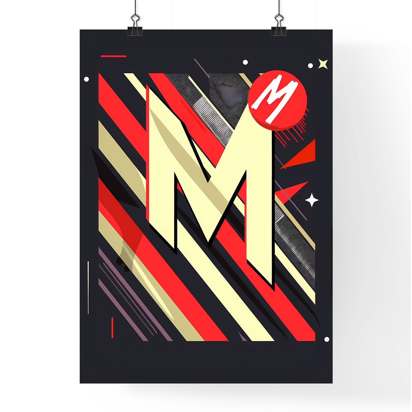 Dynamic M Letter Puzzle Graphic Design: Animated GIFs, Vibrant Artwork, Stencil Elements, Clear-Cut Colors Default Title
