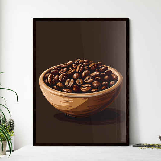 Vibrant Gouache Painting: Artistic Coffee Beans Bowl Dark Background Default Title