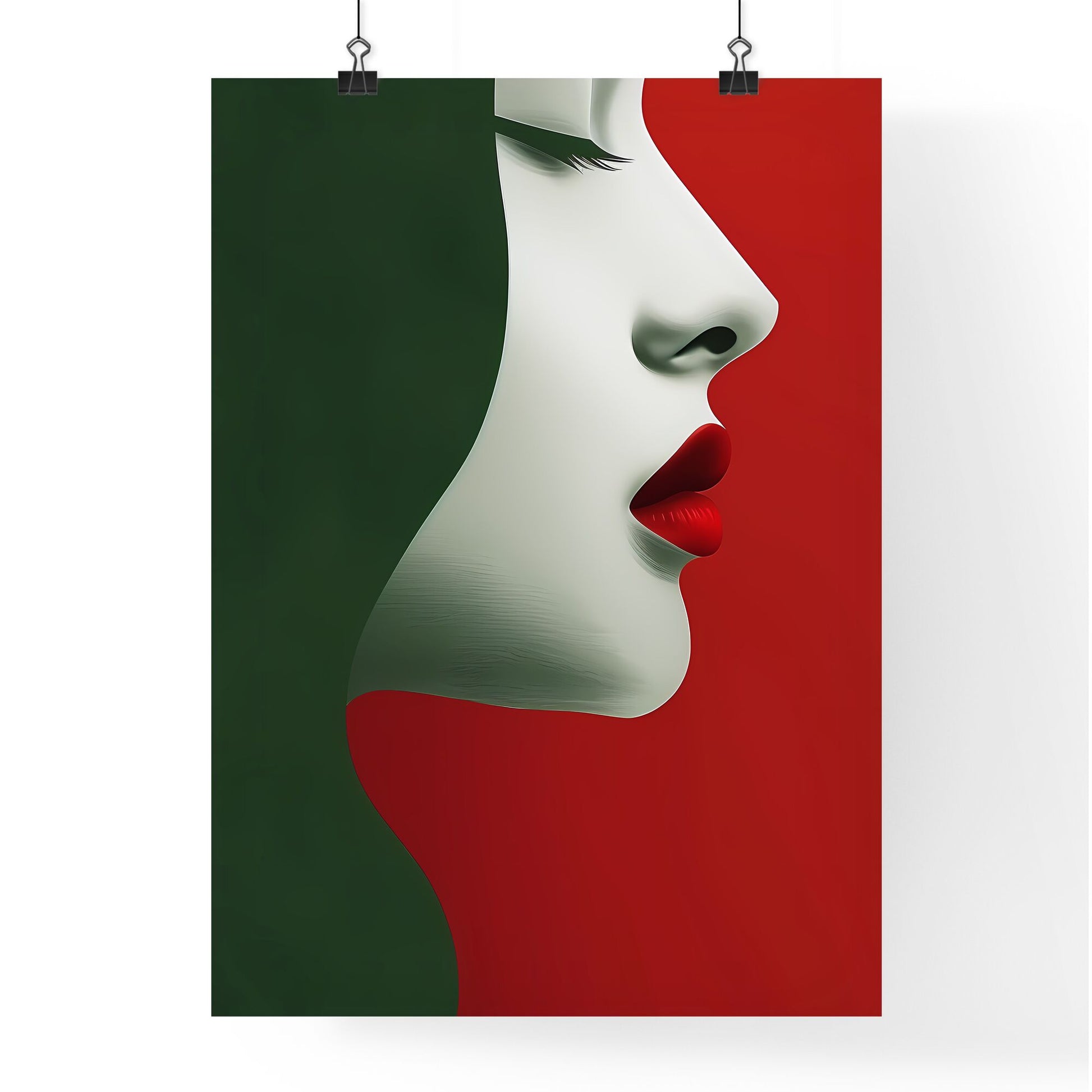 Green logo, white womans face, domestic intimacy, white and magenta, playful animation, distinctive noses, minimalist images, romantic emotivity - vibrant art focus. Default Title