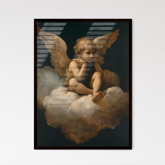 Baroque Cherubim Cloud Painting: Child Sitting on Cloud, Art, Canvas, Oil, Vibrant, Artistic Default Title