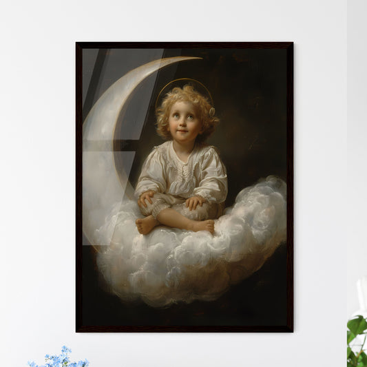 Vibrant Baroque Painting of a Cherub Seated on a Cloud, Showcasing Exquisite Art and Divine Symbolism Default Title