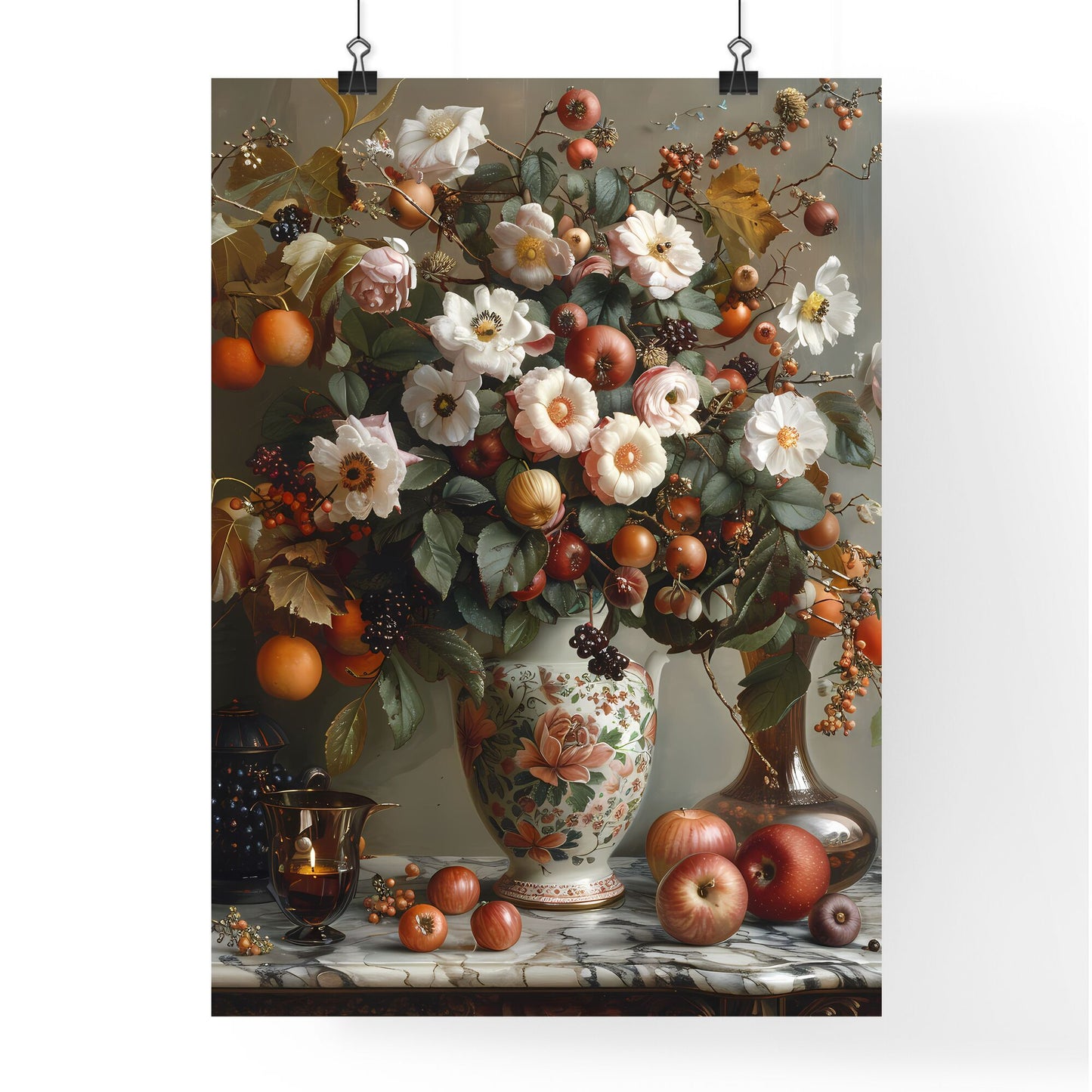Rustic Floral Tableau: Vibrant Bouquet in Antique Pitcher on Countryside Table Default Title